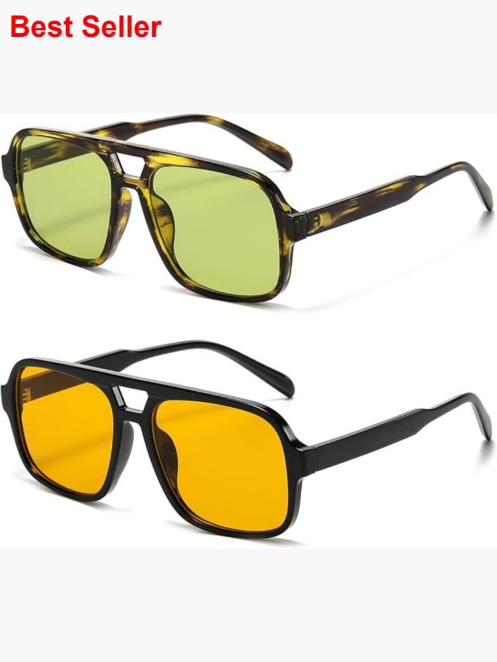 Retro Square Aviator Sunglasses for Women Men, Oversized Vintage Shades UV400